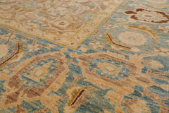 6x9 Taupe, Aqua, Brown Color Hand Knotted Peshawar 100% Wool Traditional Oriental Rug