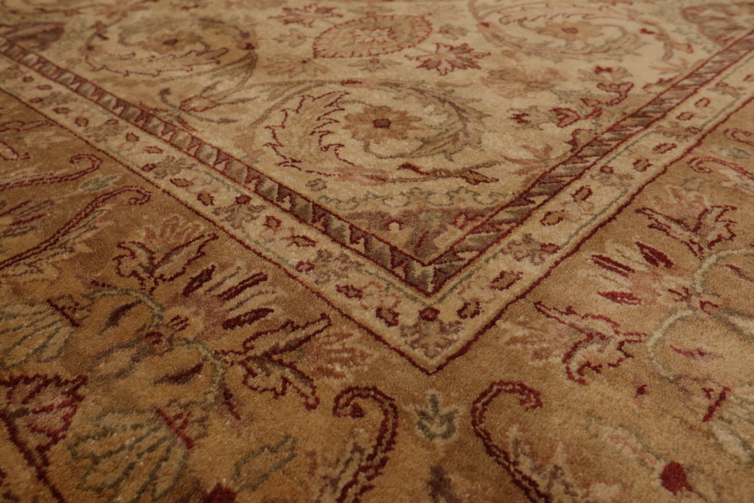 8x10 Beige, Tan, Rust Color Hand Knotted Agra 100% Wool Traditional Oriental Rug
