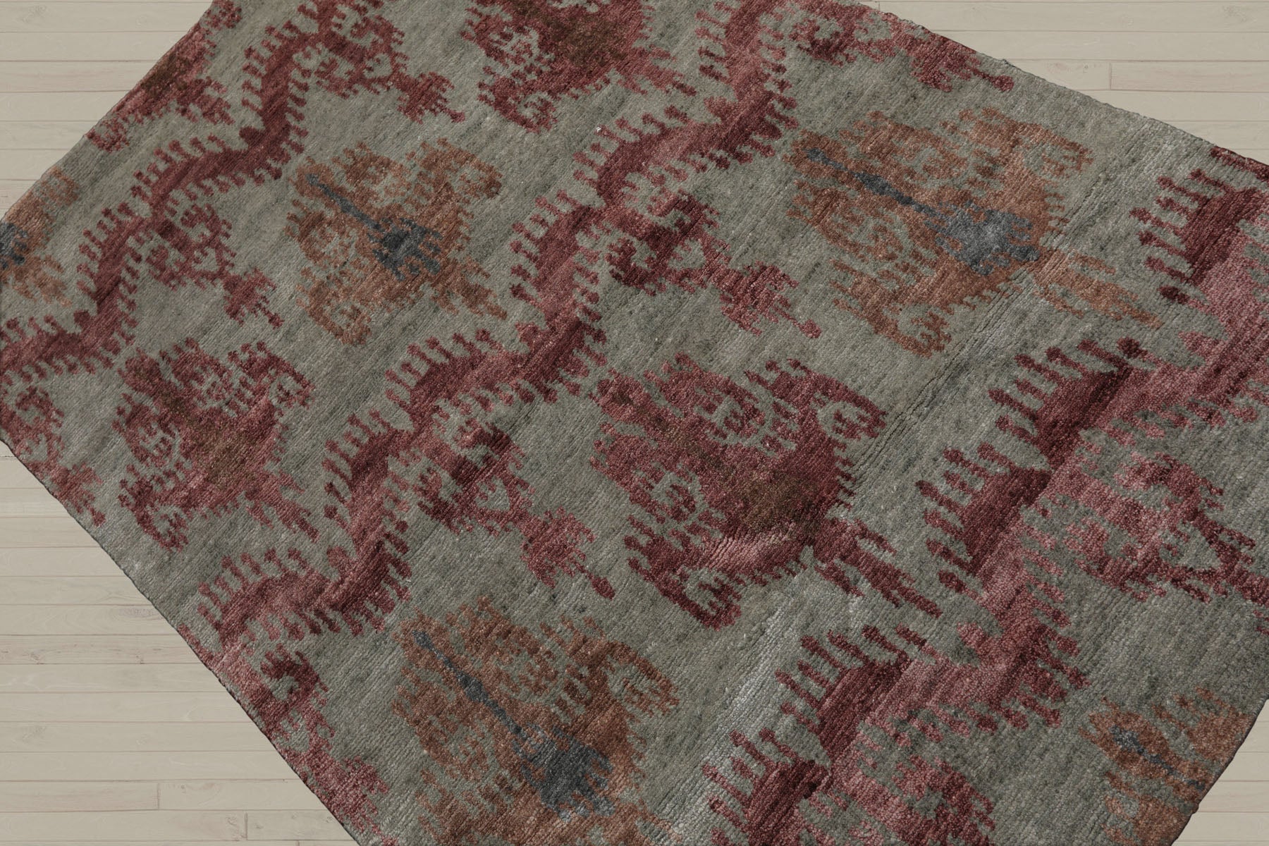 4x6 Gray, Aubergine, Slate Color Hand Knotted Tibetan 100% Wool Transitional Oriental Rug