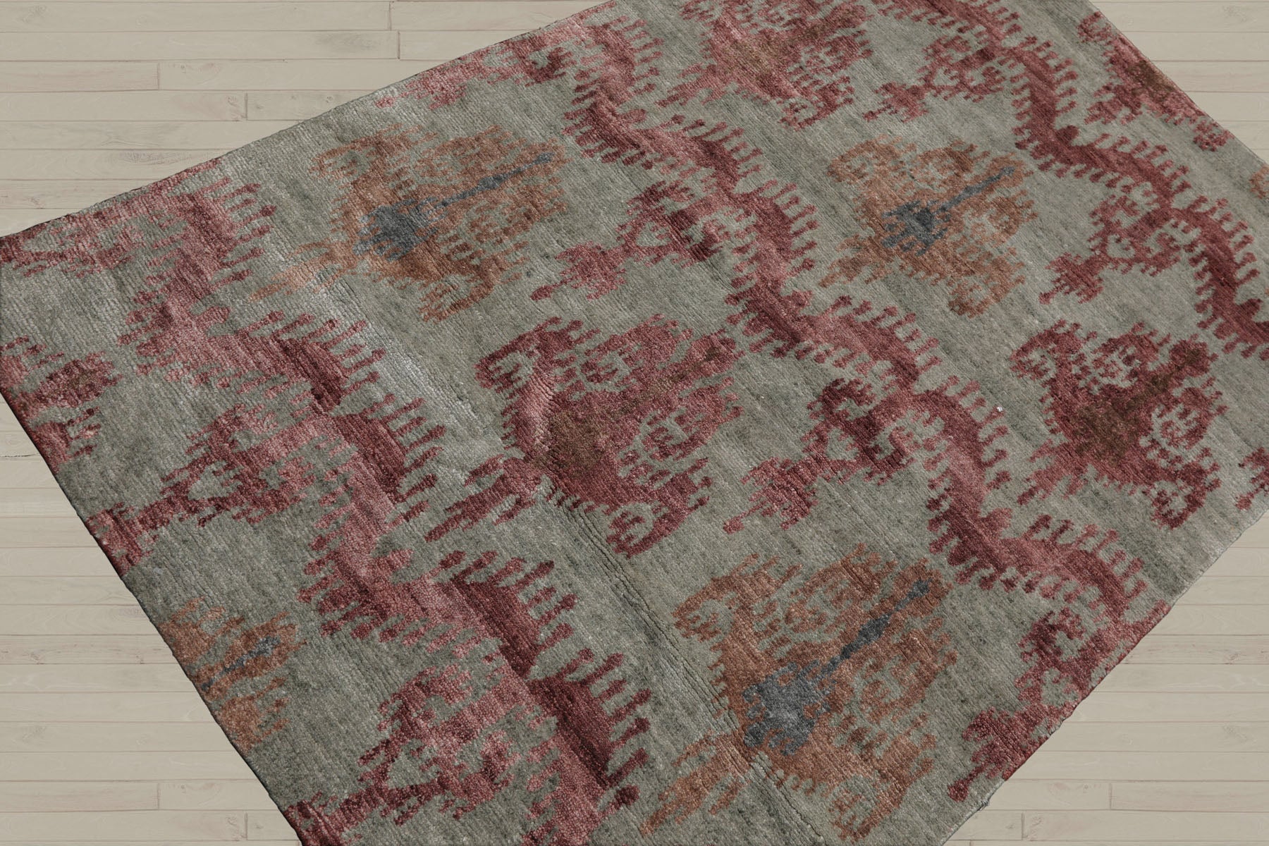 4x6 Gray, Aubergine, Slate Color Hand Knotted Tibetan 100% Wool Transitional Oriental Rug