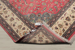9x13 Raspberry, Ivory, Gray Color Hand Knotted Nain 100% Wool Traditional Oriental Rug