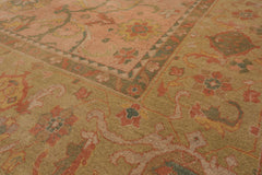 10x14 Raspberry, Pistacchio, Gold Color Hand Knotted Oushak 100% Wool Traditional Oriental Rug
