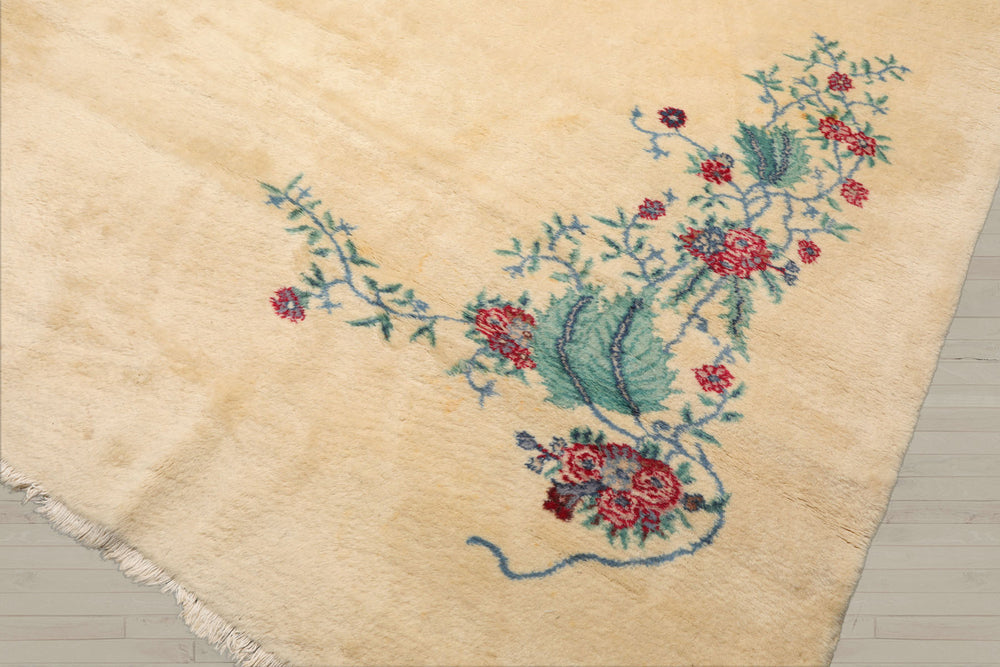 Palace Ivory, Turquoise, Red Color Hand Knotted  100% Wool Traditional Oriental Rug
