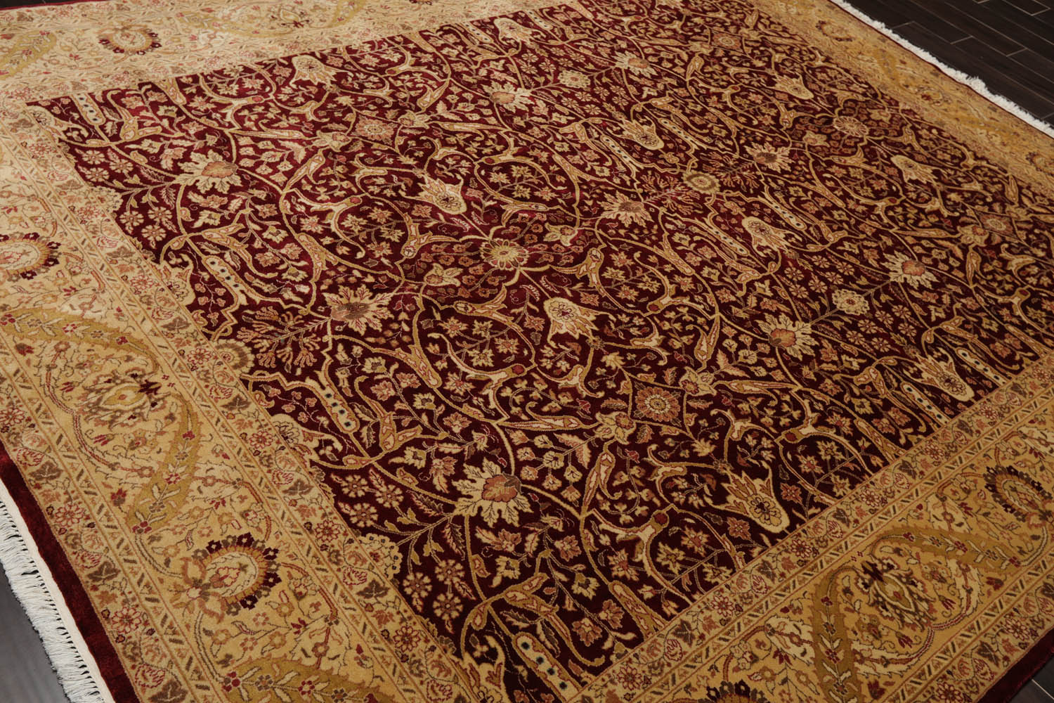 8x10 Burgundy, Light Gold, Brown Color Hand Knotted Pak Persian 100% Wool Traditional Oriental Rug