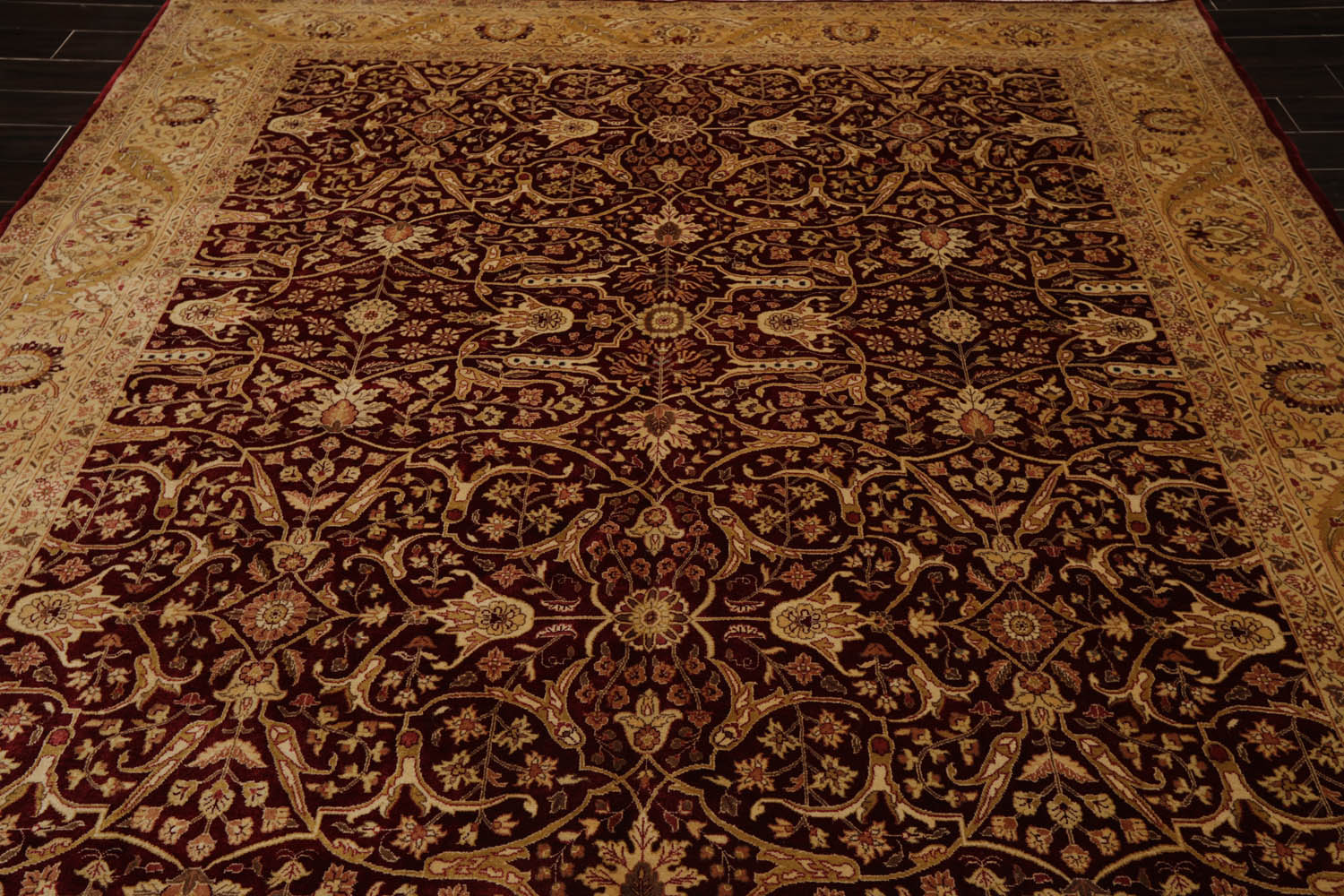 8x10 Burgundy, Light Gold, Brown Color Hand Knotted Pak Persian 100% Wool Traditional Oriental Rug