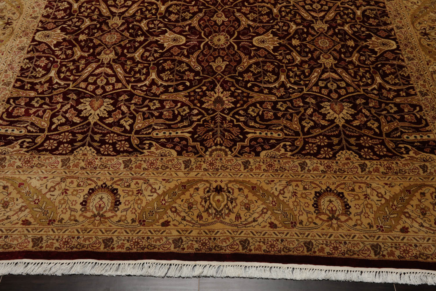 8x10 Burgundy, Light Gold, Brown Color Hand Knotted Pak Persian 100% Wool Traditional Oriental Rug