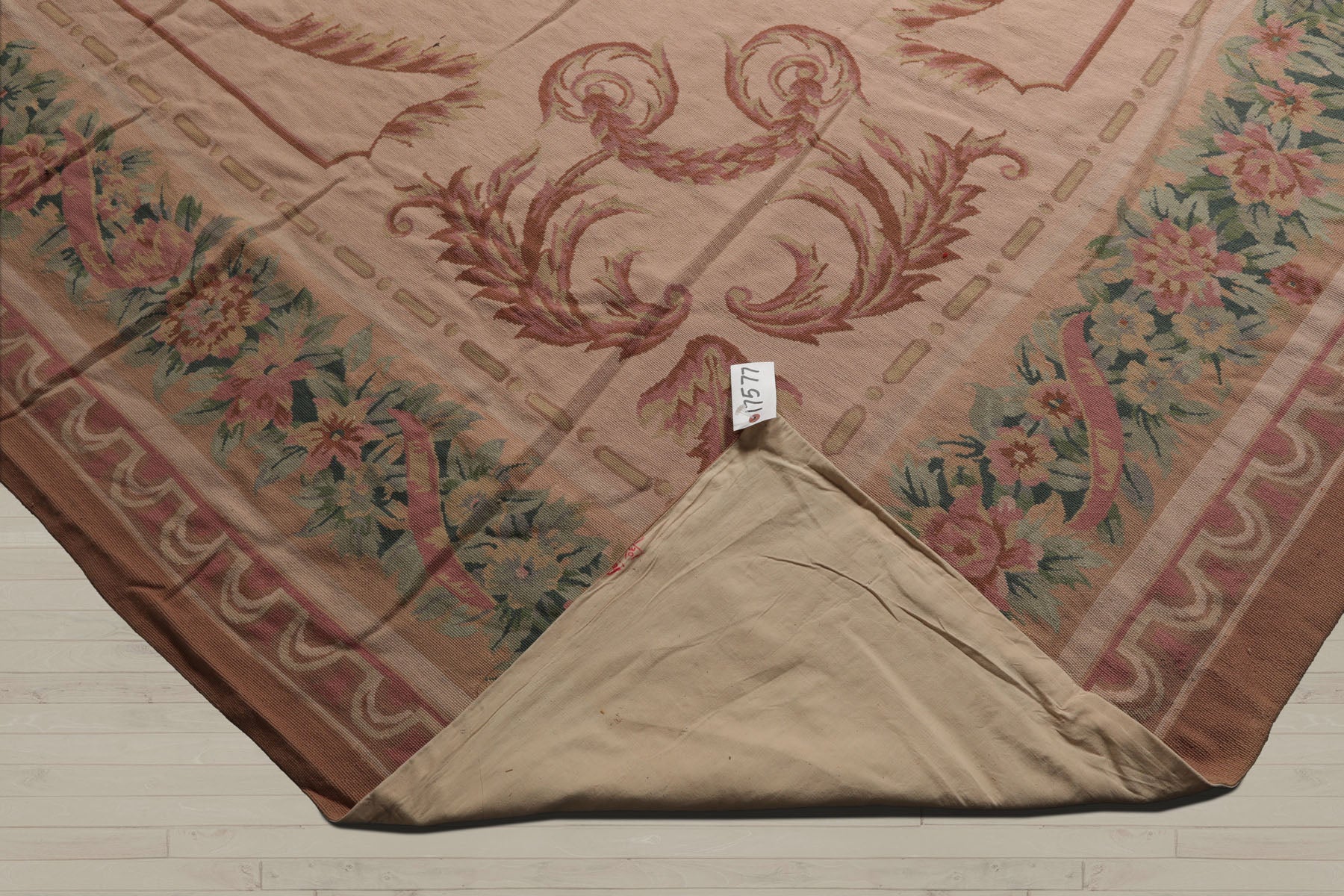 Palace Blush, Peach, Green Color Hand Knotted French Aubusson 100% Wool Traditional Oriental Rug