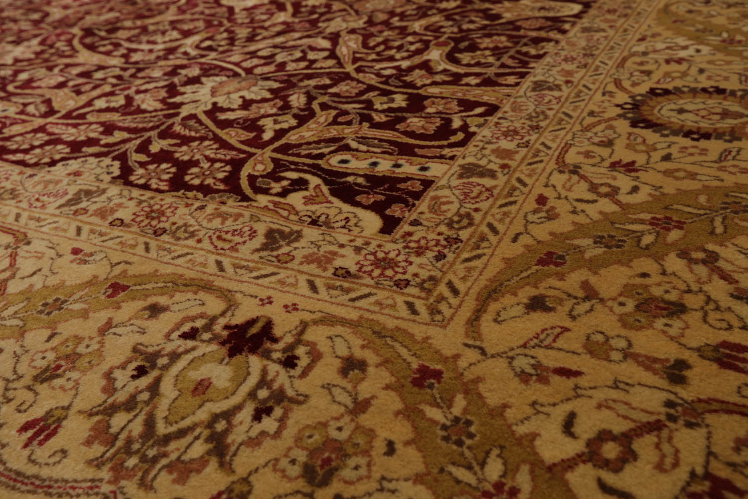 8x10 Burgundy, Light Gold, Brown Color Hand Knotted Pak Persian 100% Wool Traditional Oriental Rug
