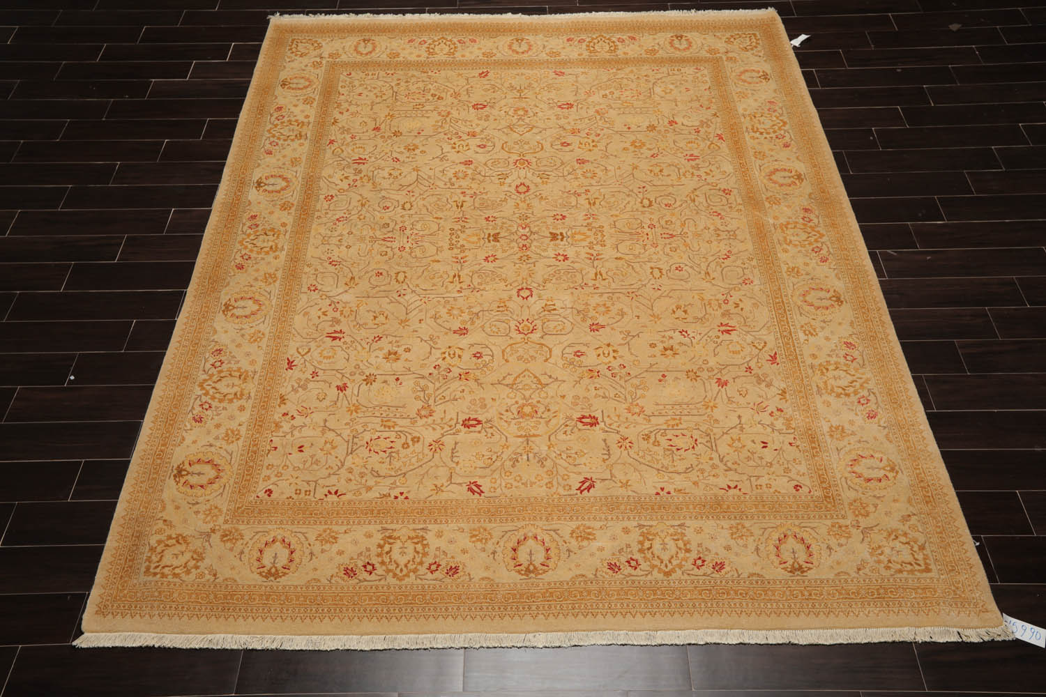 8x10 Tan, Gold, Coral Color Hand Knotted Pak Persian 100% Wool Traditional Oriental Rug