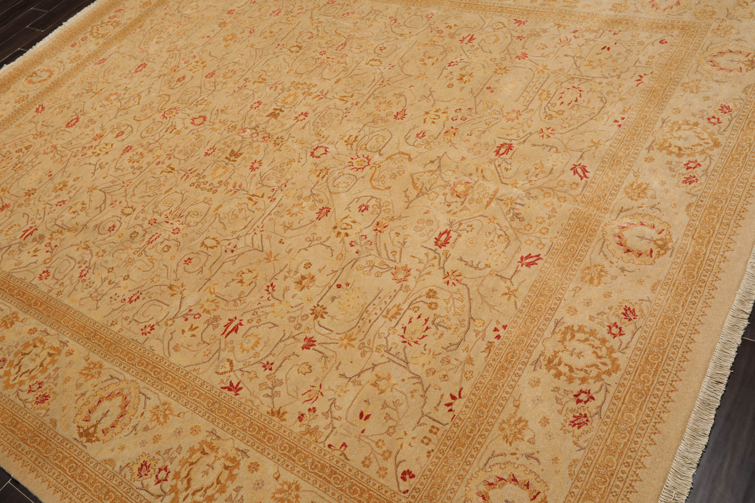 8x10 Tan, Gold, Coral Color Hand Knotted Pak Persian 100% Wool Traditional Oriental Rug
