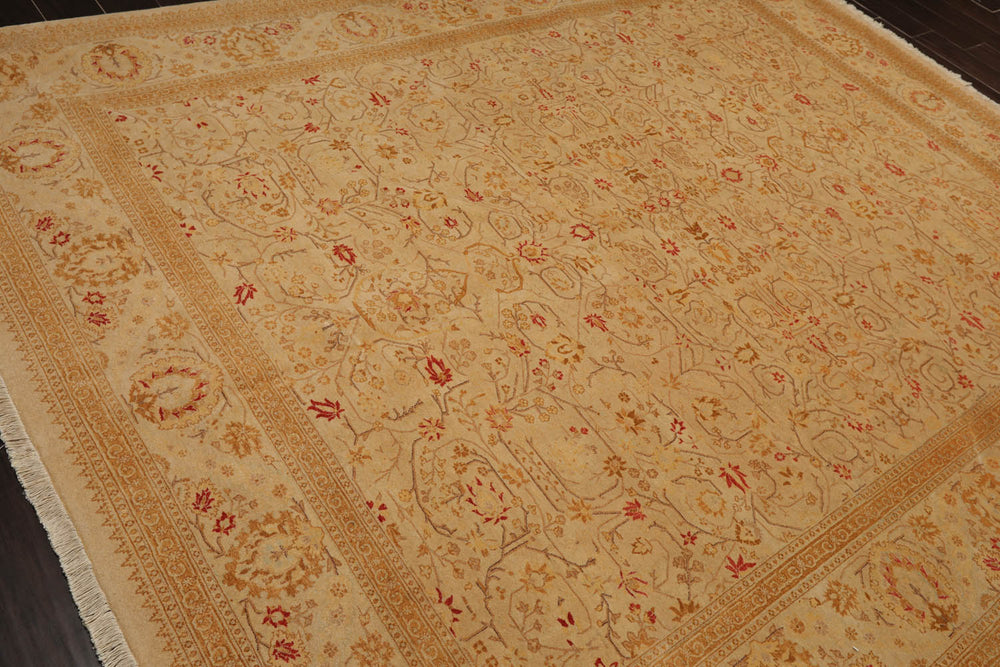 8x10 Tan, Gold, Coral Color Hand Knotted Pak Persian 100% Wool Traditional Oriental Rug
