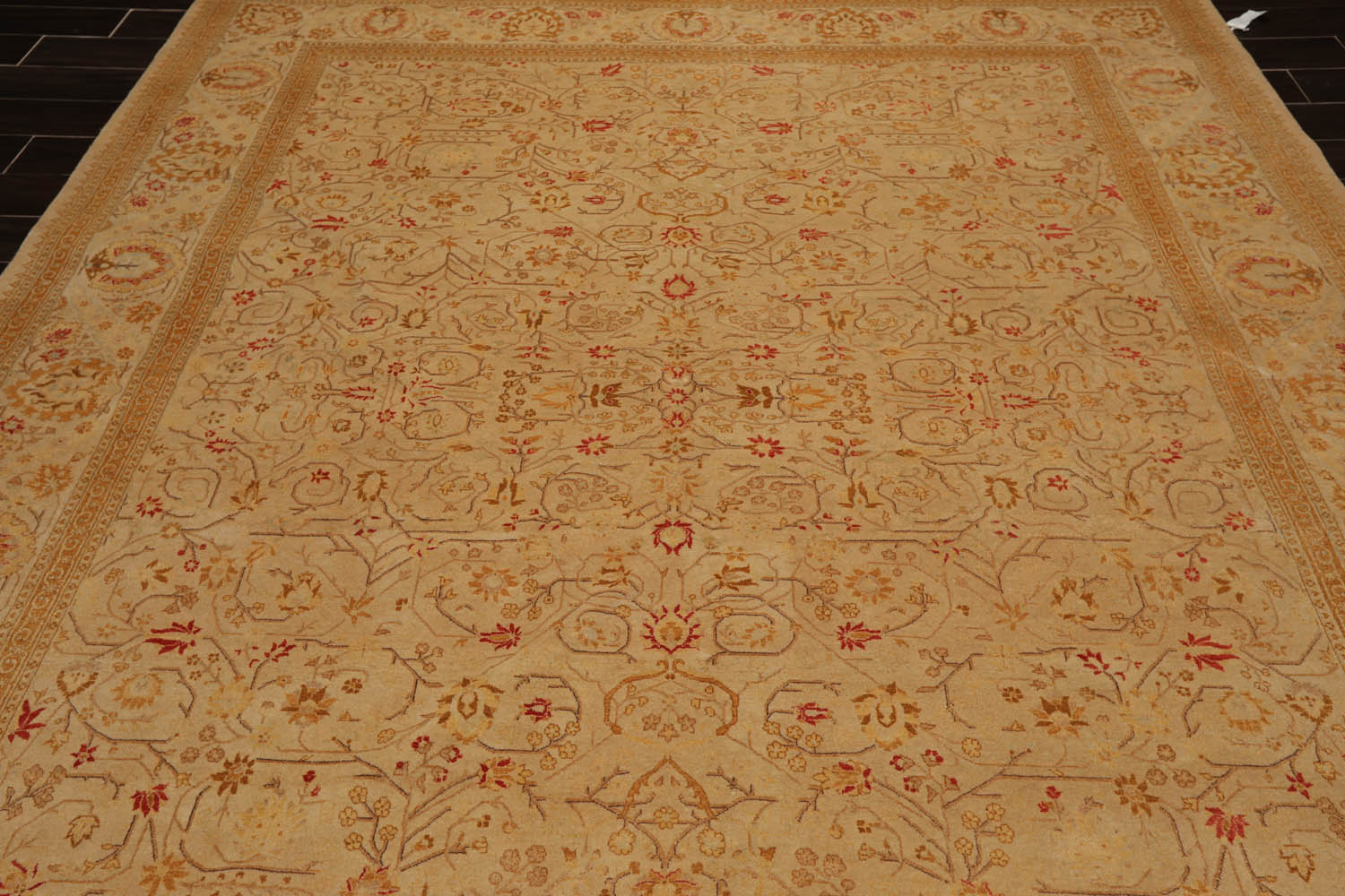 8x10 Tan, Gold, Coral Color Hand Knotted Pak Persian 100% Wool Traditional Oriental Rug