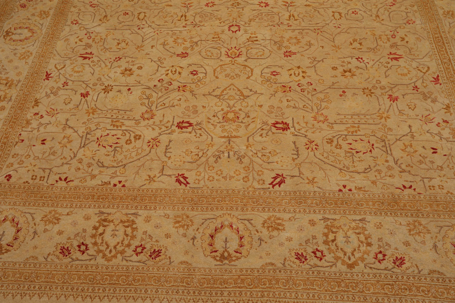 8x10 Tan, Gold, Coral Color Hand Knotted Pak Persian 100% Wool Traditional Oriental Rug