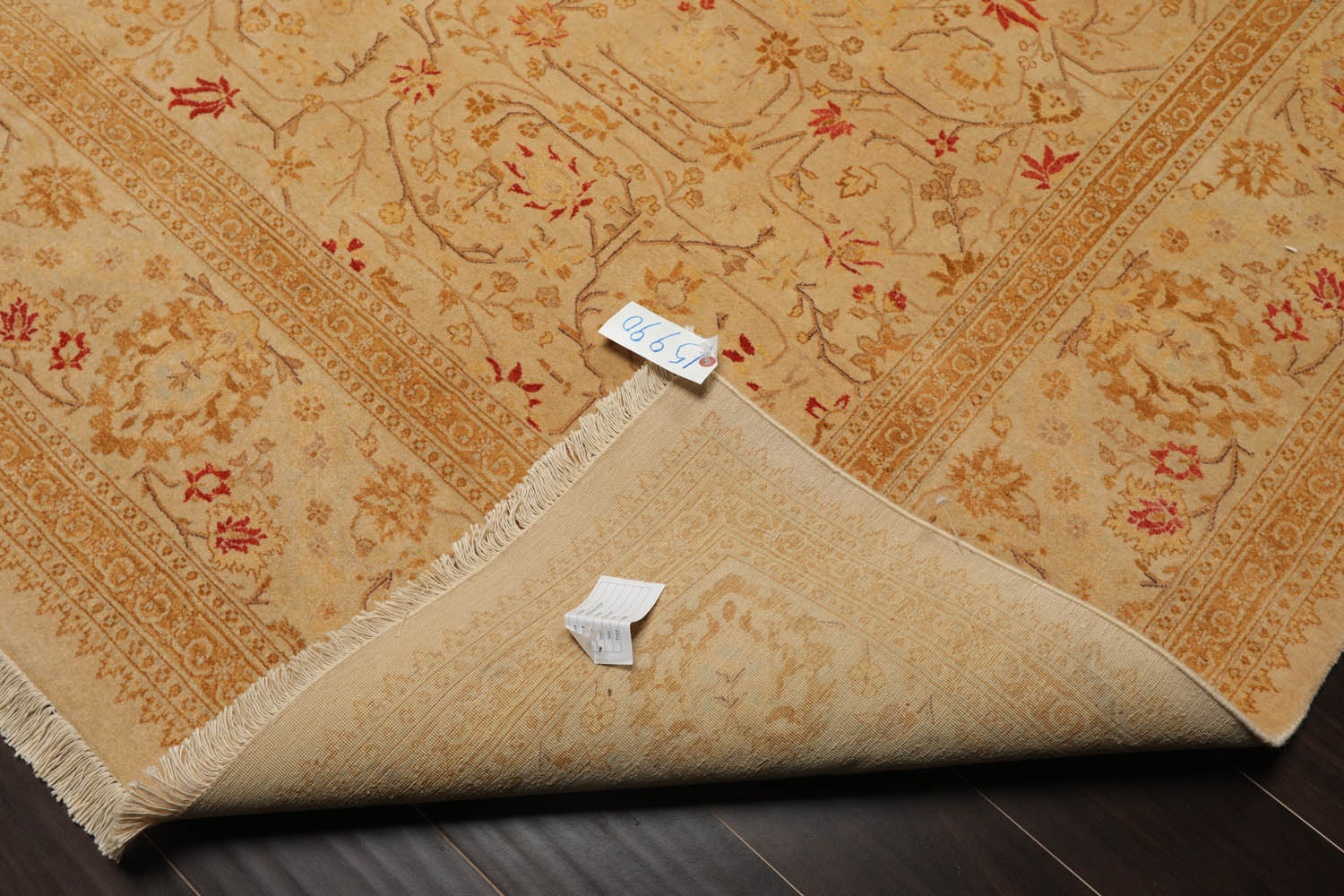 8x10 Tan, Gold, Coral Color Hand Knotted Pak Persian 100% Wool Traditional Oriental Rug