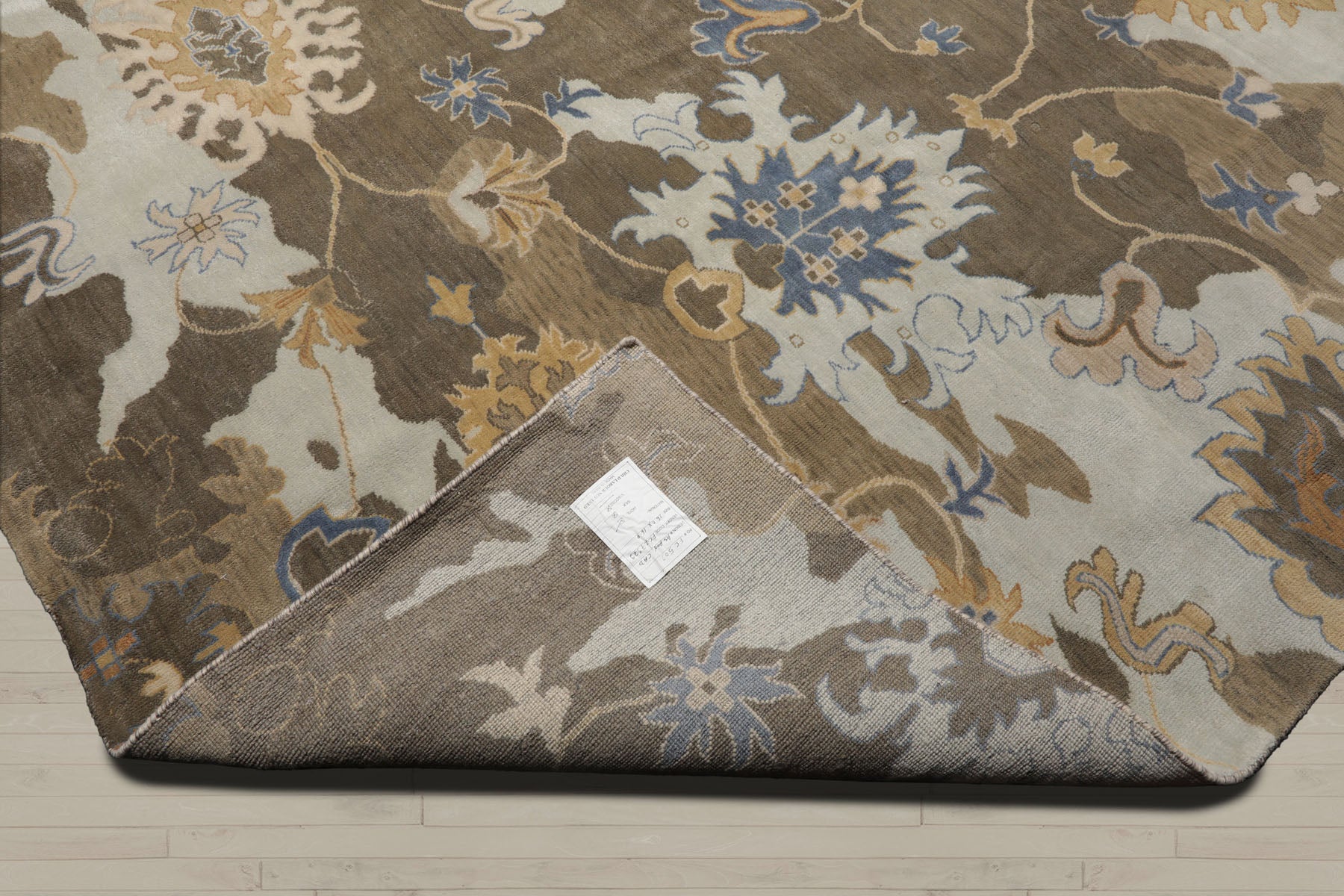 Square Brown, Tan, Beige Color Hand Knotted Oushak 100% Wool Traditional Oriental Rug
