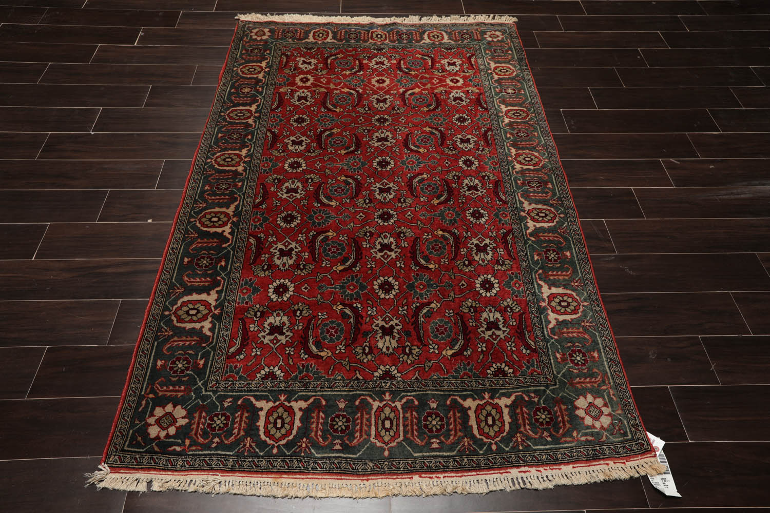 4x6 Antique Rose, Teal, Beige Color Hand Knotted Caucasian 100% Wool Traditional Oriental Rug