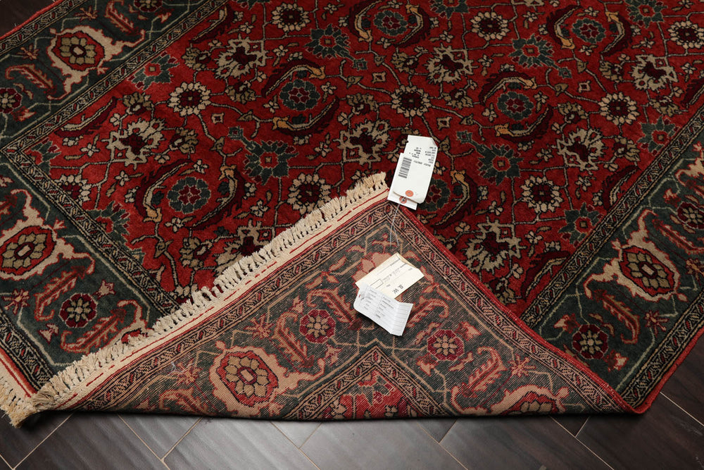 4x6 Antique Rose, Teal, Beige Color Hand Knotted Caucasian 100% Wool Traditional Oriental Rug