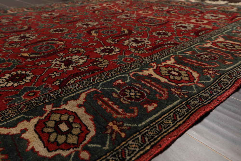 4x6 Antique Rose, Teal, Beige Color Hand Knotted Caucasian 100% Wool Traditional Oriental Rug