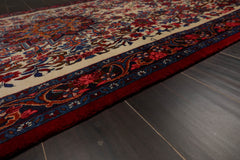 4x6 Ivory, Navy, Red Color Hand Knotted Bidjar 100% Wool Traditional Oriental Rug
