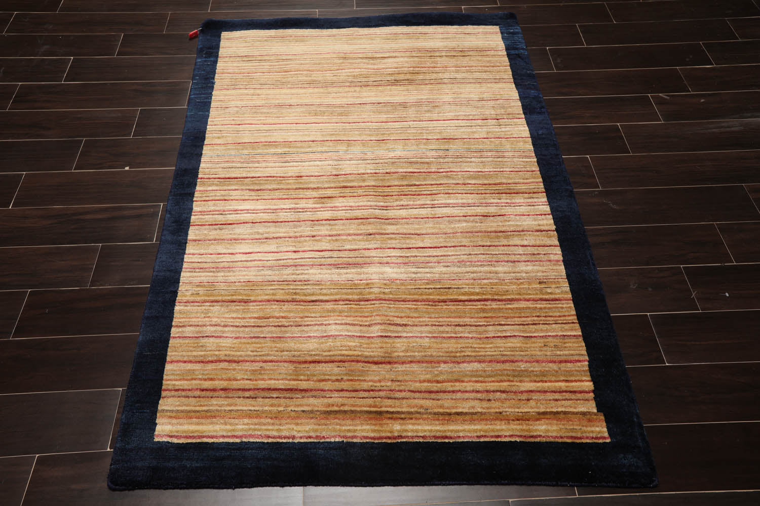 4x6 Beige, Navy, Tan Color Hand Knotted Peshawar 100% Wool Modern Oriental Rug