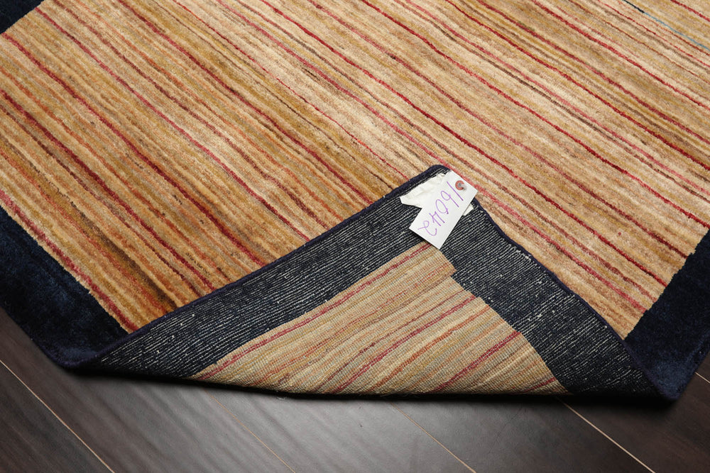 4x6 Beige, Navy, Tan Color Hand Knotted Peshawar 100% Wool Modern Oriental Rug