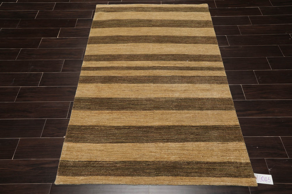4x6 Gold, Brown, Color Hand Knotted  100% Wool Modern Oriental Rug