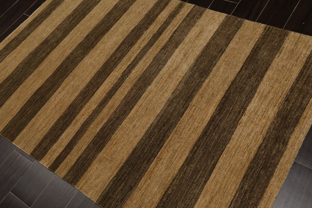 4x6 Gold, Brown, Color Hand Knotted  100% Wool Modern Oriental Rug