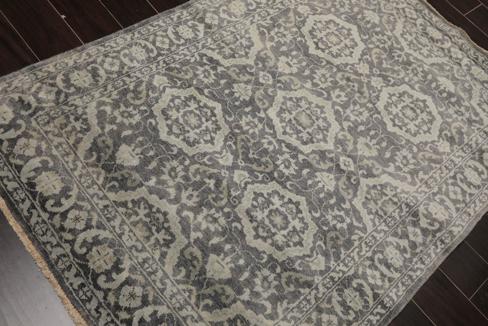 4x6 Gray, , Color Hand Knotted  100% Wool Transitional Oriental Rug