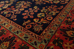 6x9 Navy, Antique Rose, Mint Color Hand Knotted Sarouk 100% Wool Traditional Oriental Rug