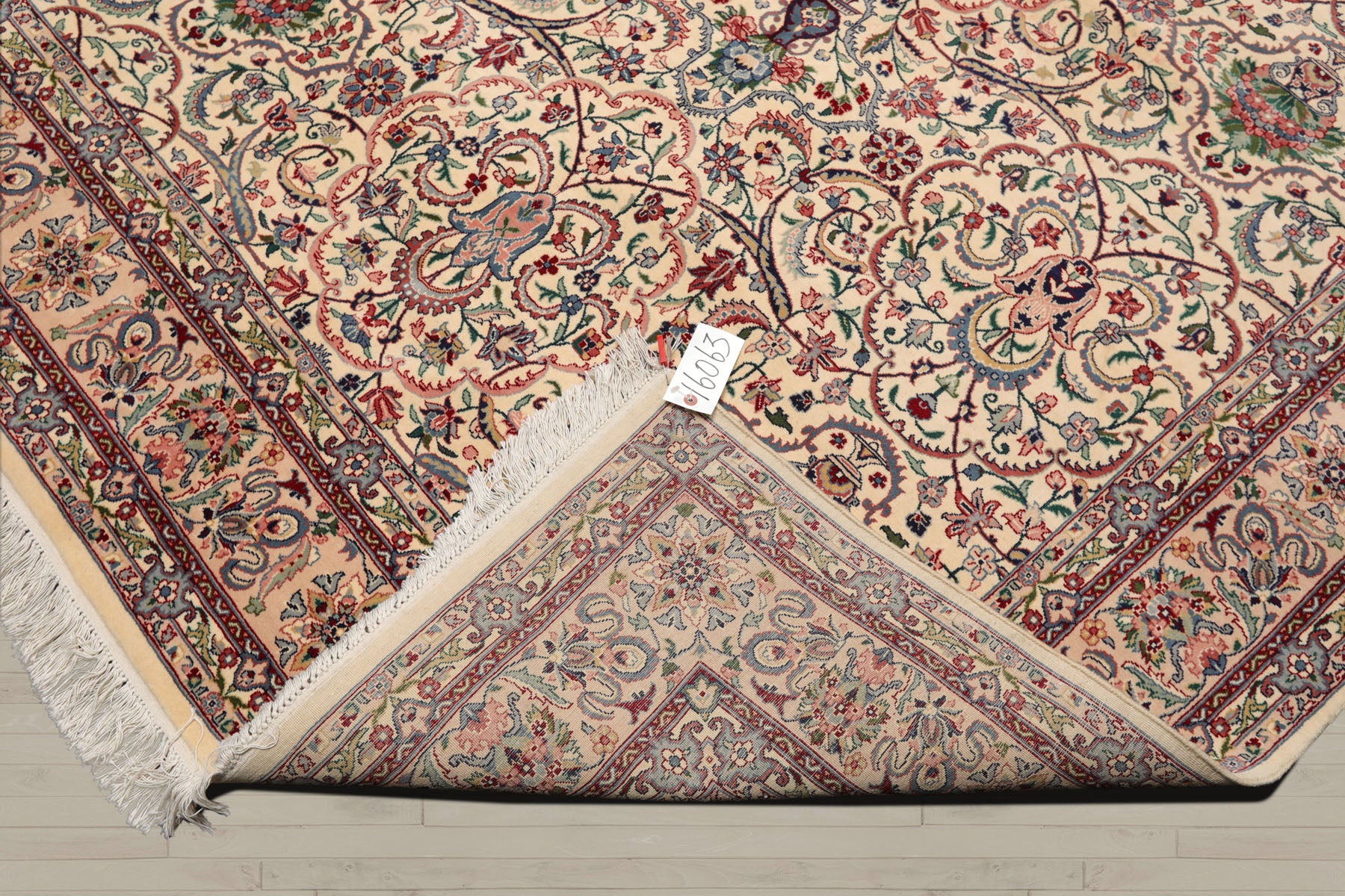 6x9 Cream, Peach, Maroon Color Hand Knotted Pak Persian 100% Wool Traditional Oriental Rug