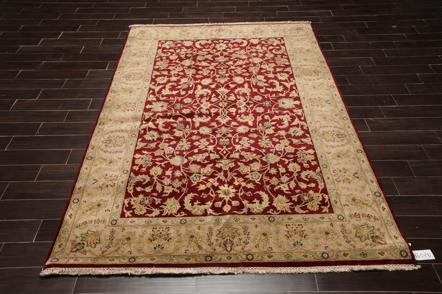 6x9 Wine, Taupe, Beige Color Hand Knotted Agra 100% Wool Traditional Oriental Rug