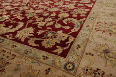 6x9 Wine, Taupe, Beige Color Hand Knotted Agra 100% Wool Traditional Oriental Rug