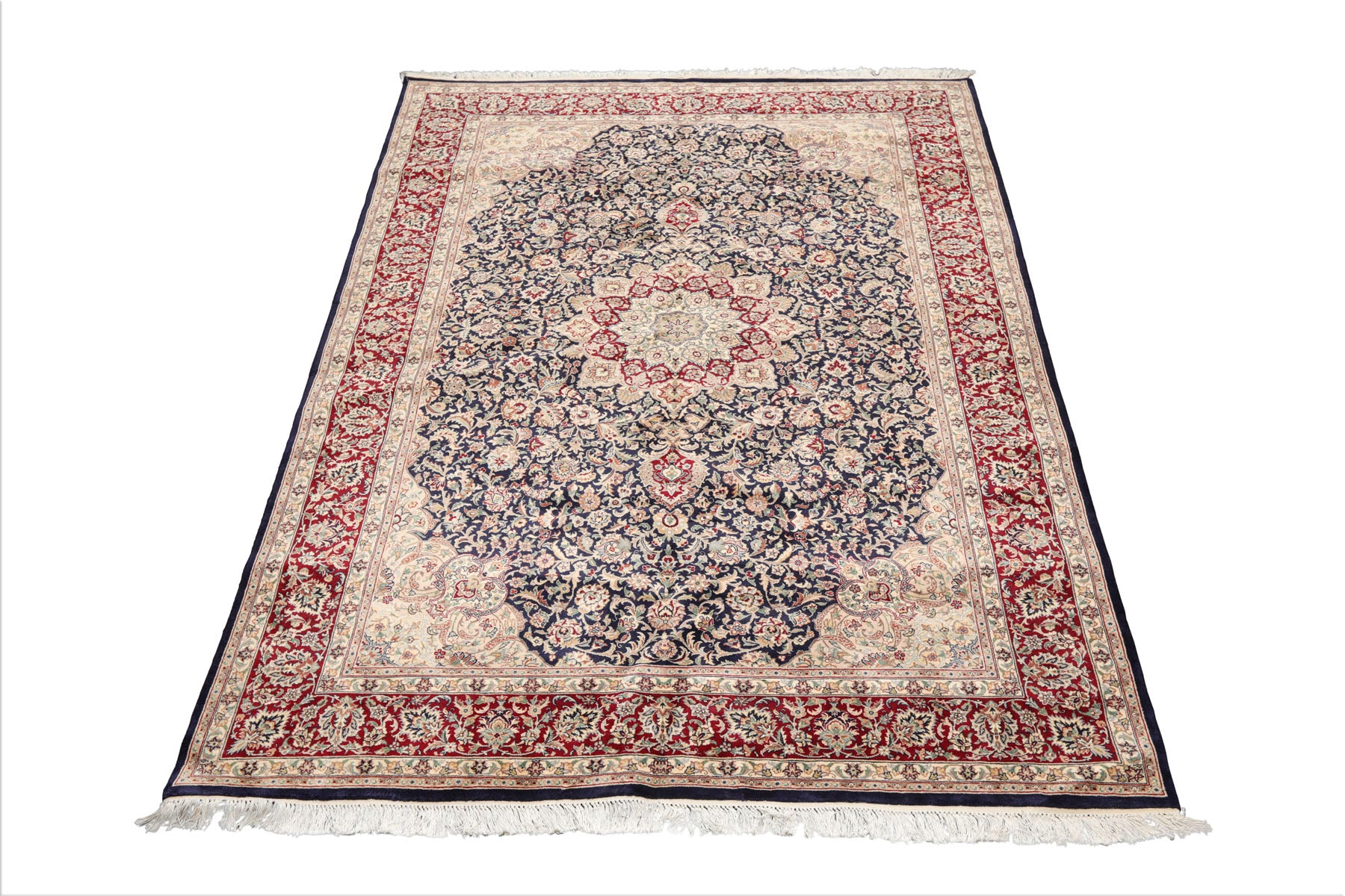 6x9 Navy, Burgundy, Beige Color Hand Knotted Pak Persian 100% Wool Traditional Oriental Rug
