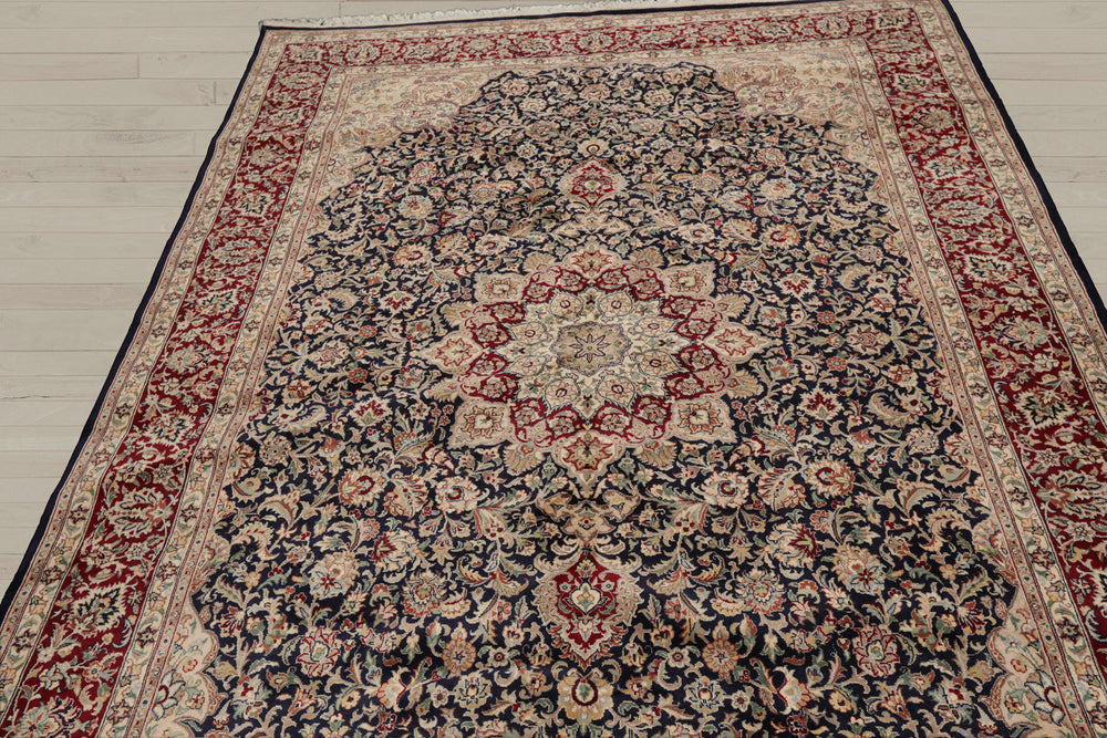 6x9 Navy, Burgundy, Beige Color Hand Knotted Pak Persian 100% Wool Traditional Oriental Rug