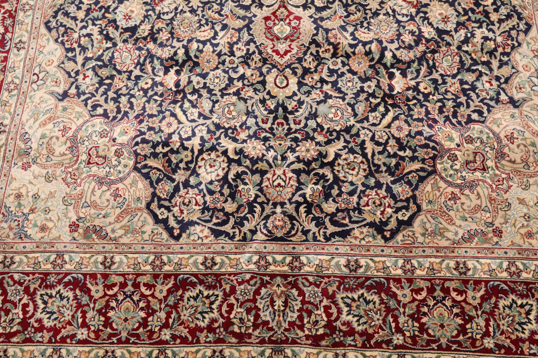 6x9 Navy, Burgundy, Beige Color Hand Knotted Pak Persian 100% Wool Traditional Oriental Rug