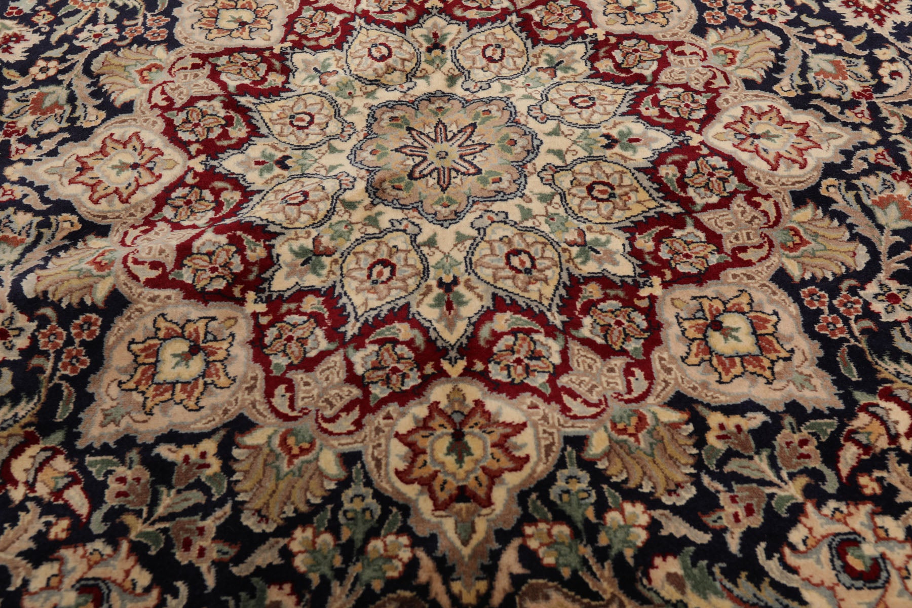 6x9 Navy, Burgundy, Beige Color Hand Knotted Pak Persian 100% Wool Traditional Oriental Rug