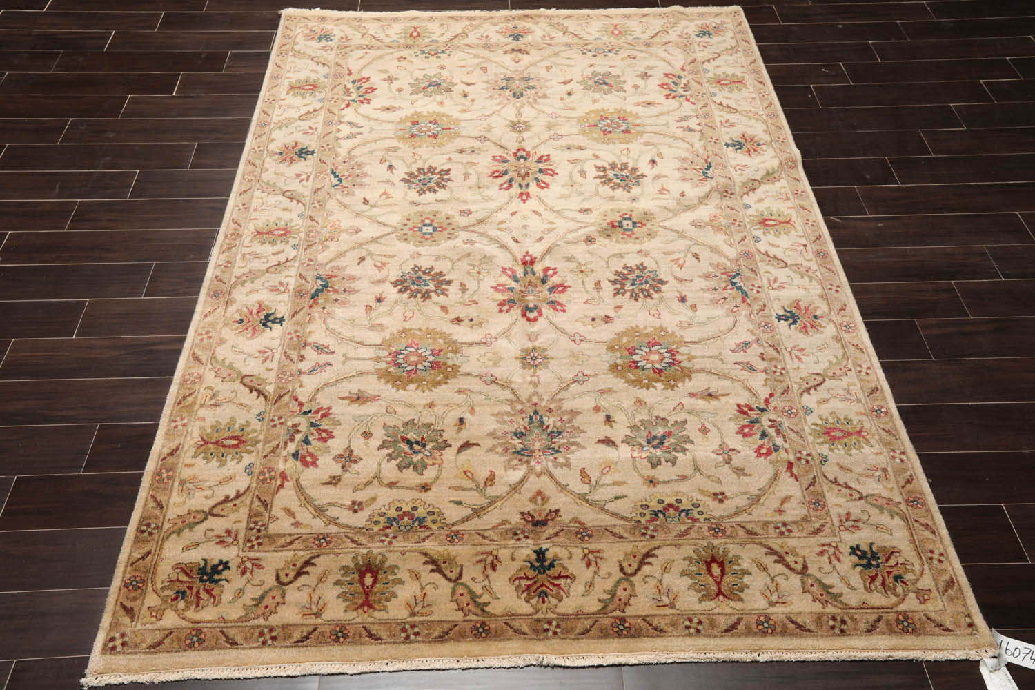 6x9 Beige, Brown, Tan Color Hand Knotted Agra 100% Wool Traditional Oriental Rug