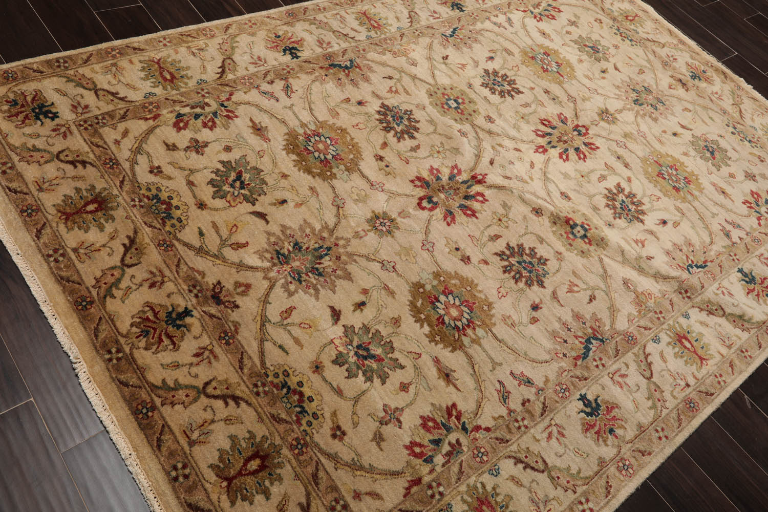 6x9 Beige, Brown, Tan Color Hand Knotted Agra 100% Wool Traditional Oriental Rug