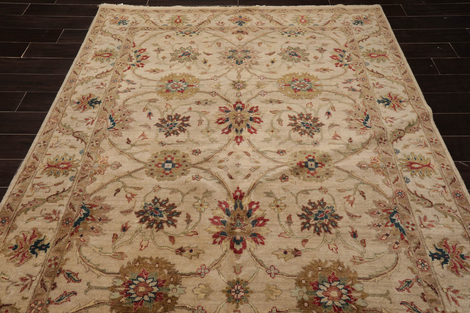 6x9 Beige, Brown, Tan Color Hand Knotted Agra 100% Wool Traditional Oriental Rug