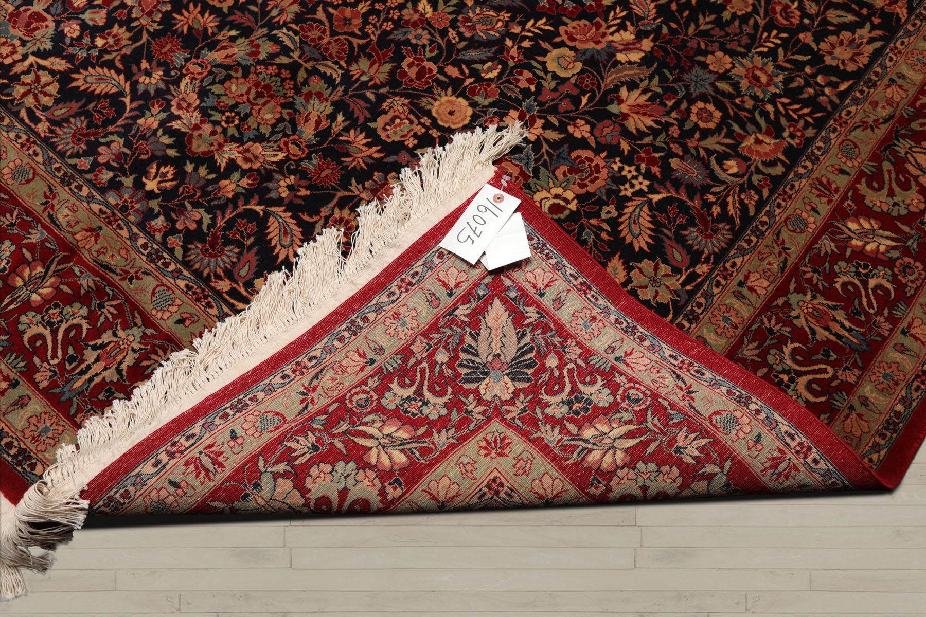 6x9 Midnight Blue, Red, Green Color Hand Knotted Sarouk 100% Wool Traditional Oriental Rug