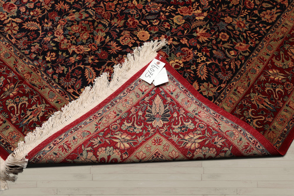 6x9 Midnight Blue, Red, Green Color Hand Knotted Sarouk 100% Wool Traditional Oriental Rug