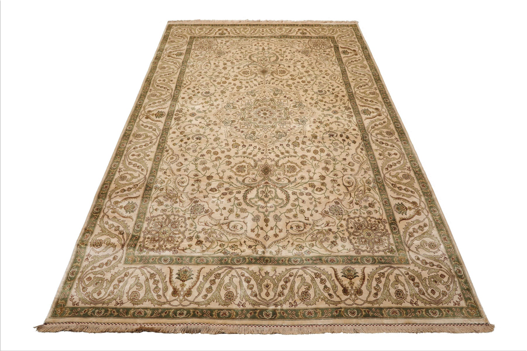 6x9 Beige, Brown, Multi Color Hand Knotted  100% Wool Traditional Oriental Rug