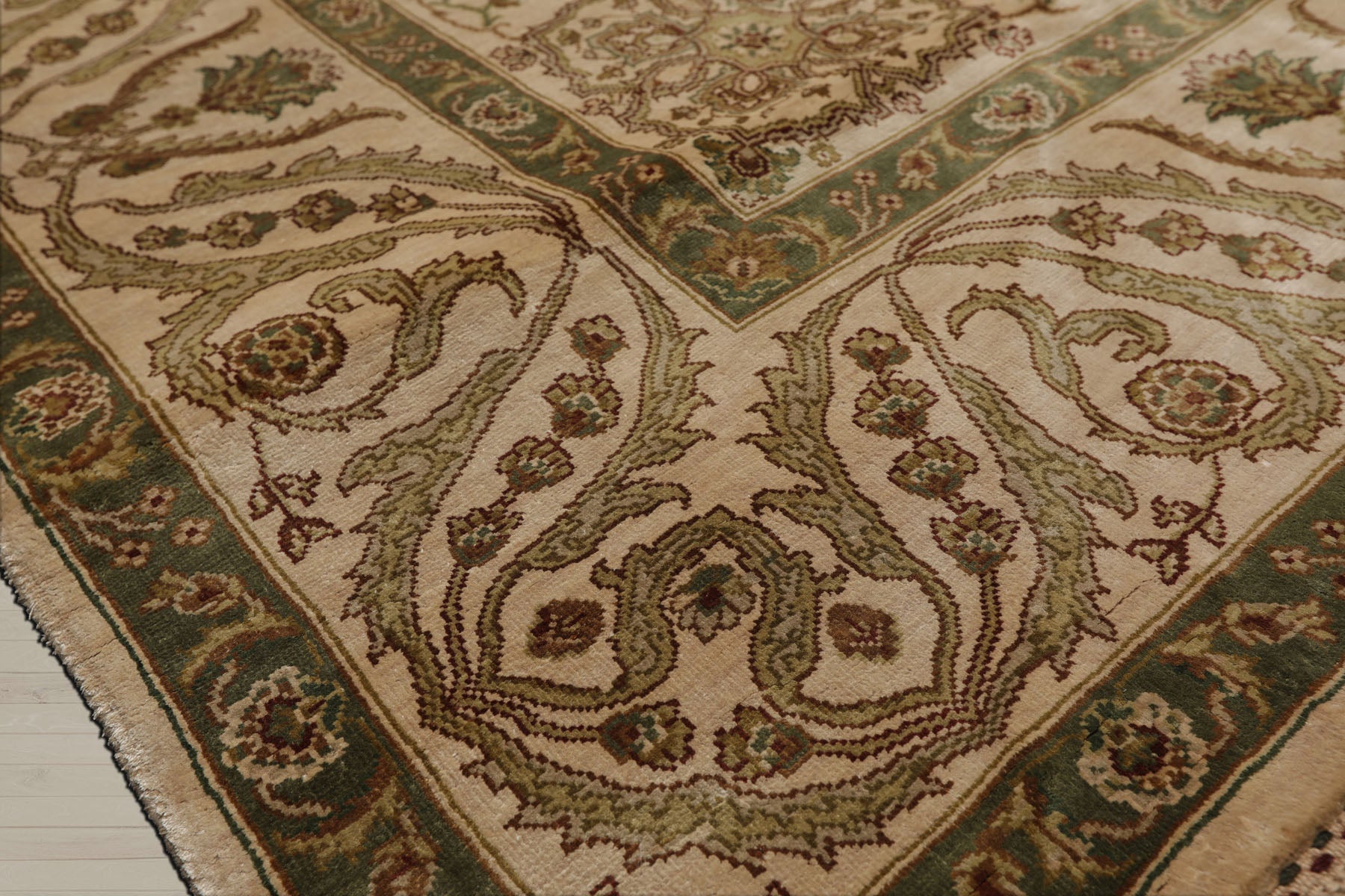 6x9 Beige, Brown, Multi Color Hand Knotted  100% Wool Traditional Oriental Rug