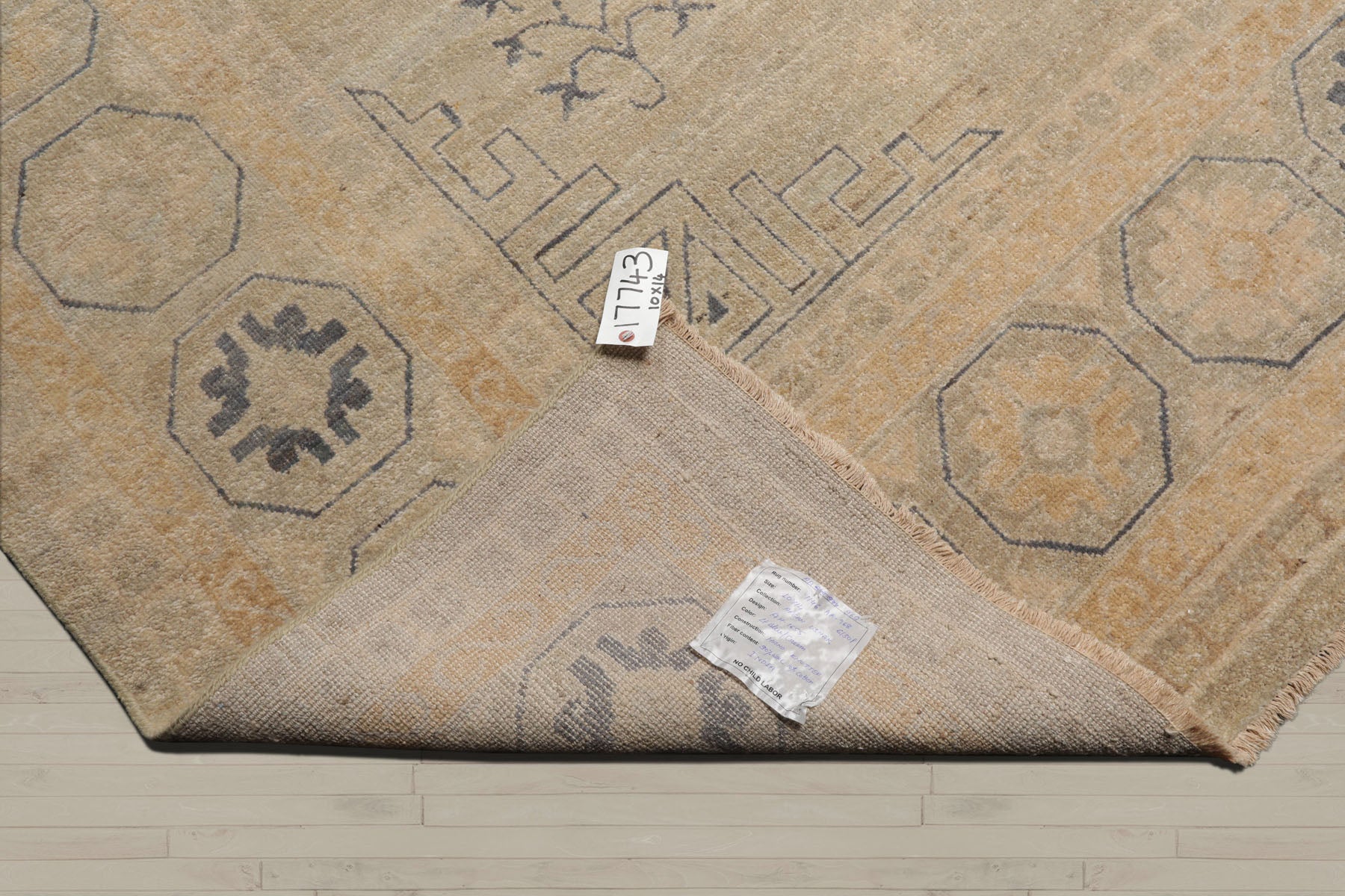 10x14 Gray, Beige, Tan Color Hand Knotted Afghan Oushak Wool Traditional Oriental Rug