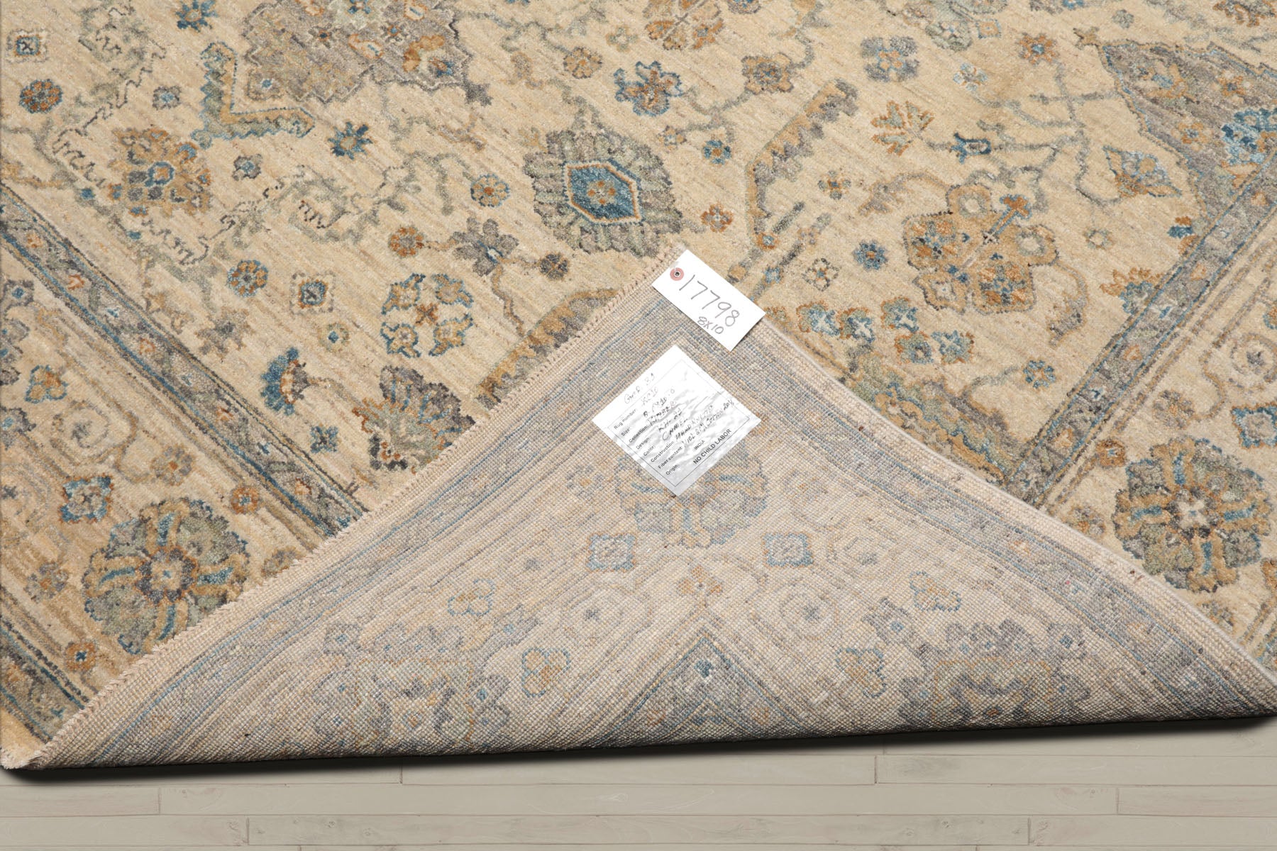 8x10 Beige, Gold, Aqua Color Hand Knotted Oushak Wool Traditional Oriental Rug
