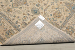 8x10 Beige, Gold, Aqua Color Hand Knotted Oushak Wool Traditional Oriental Rug