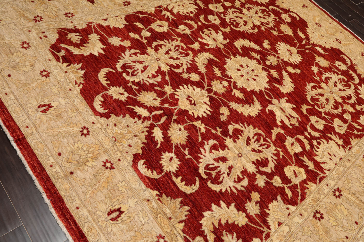 8x10 Rust, Tan, Light Gold Color Hand Knotted Chobi Peshawar 100% Wool Traditional Oriental Rug