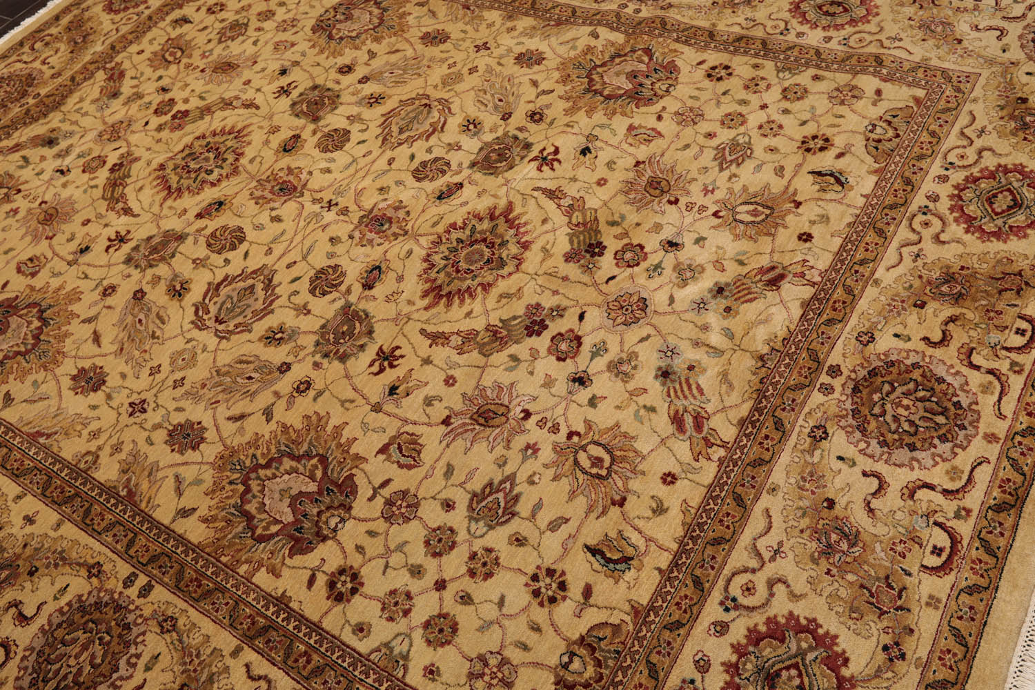8x10 Gold, Tan, Rust Color Hand Knotted Agra 100% Wool Traditional Oriental Rug