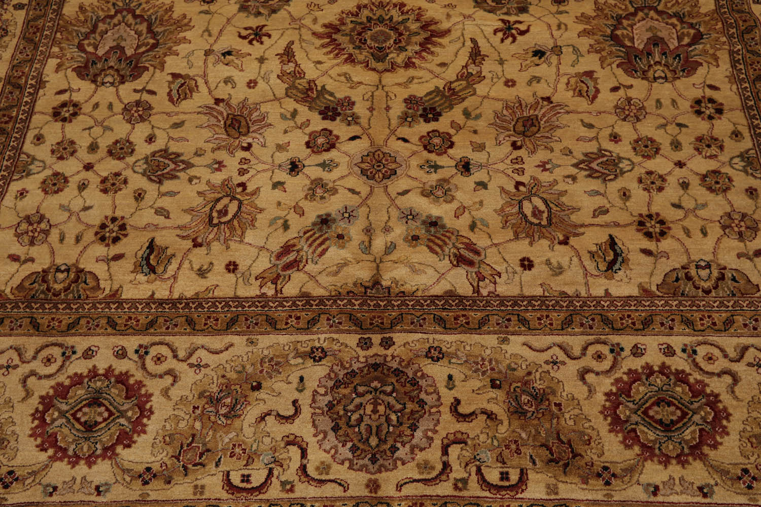 8x10 Gold, Tan, Rust Color Hand Knotted Agra 100% Wool Traditional Oriental Rug