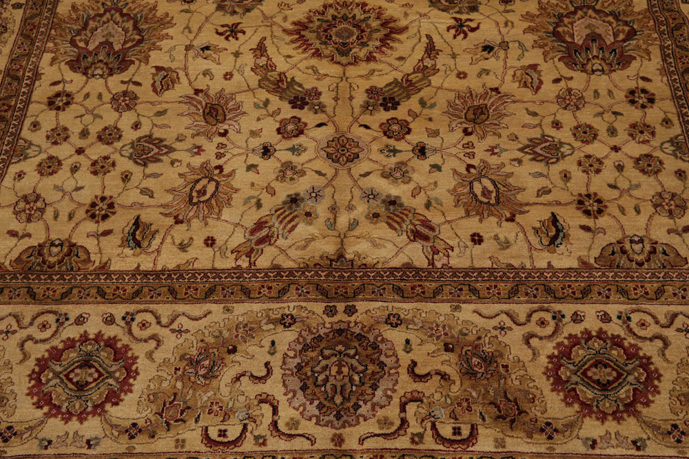 8x10 Gold, Tan, Rust Color Hand Knotted Agra 100% Wool Traditional Oriental Rug
